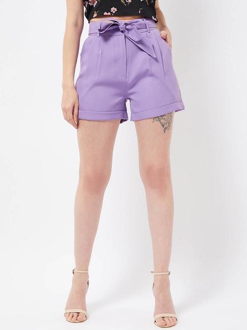 magre-lavender-solid-shorts