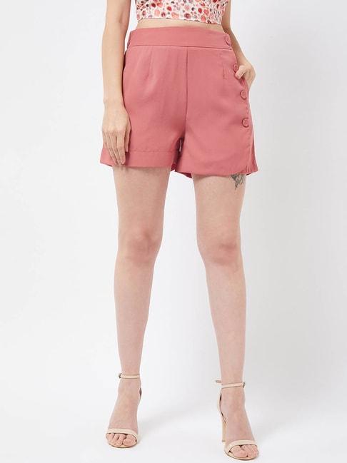 magre pink solid shorts