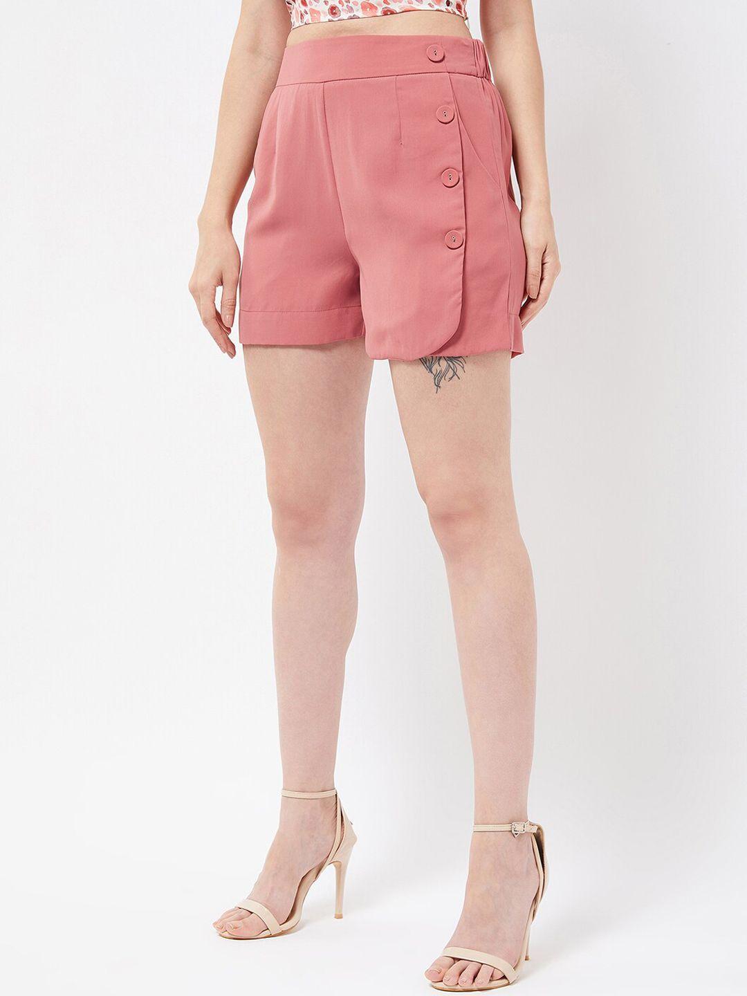 magre-women-rust-high-rise-regular-shorts