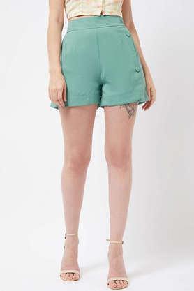 magre green front botton shorts - green