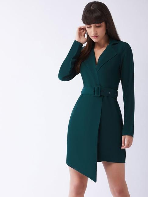 magre green regular fit a line dress