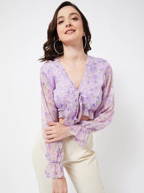 magre lavender floral crop top