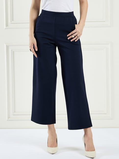 magre navy mid rise trousers