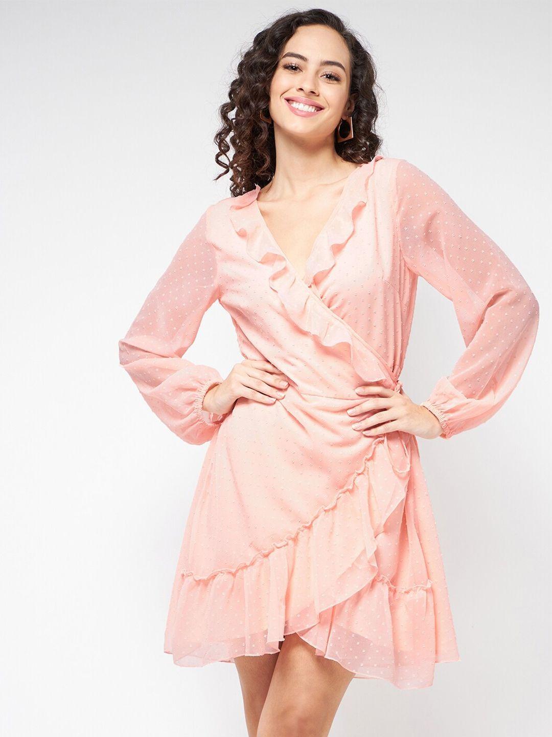 magre peach-coloured georgette dress