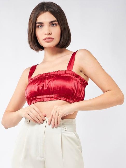 magre red regular fit crop top