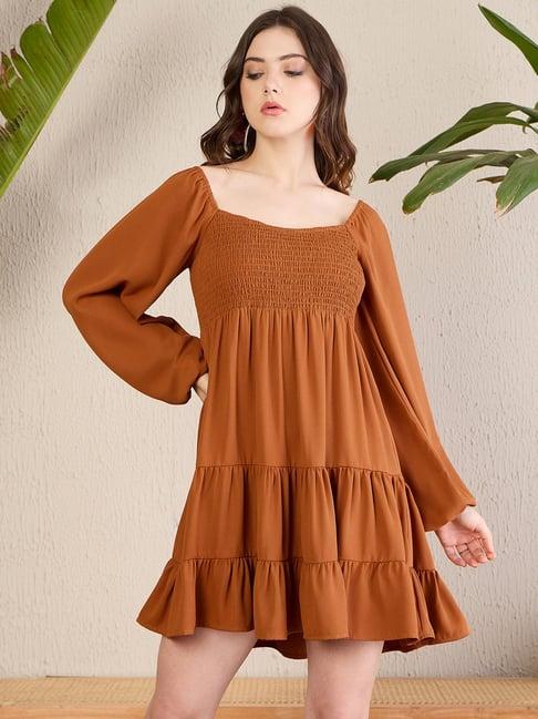 magre rust fit & flare dress