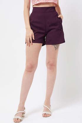 magre wine front botton shorts - wine