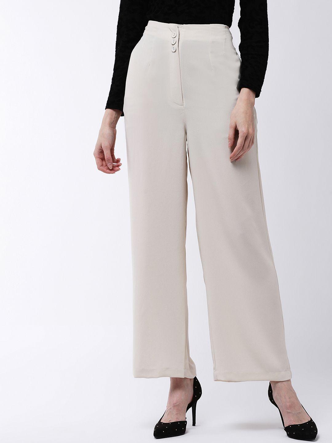 magre women beige flared solid culottes
