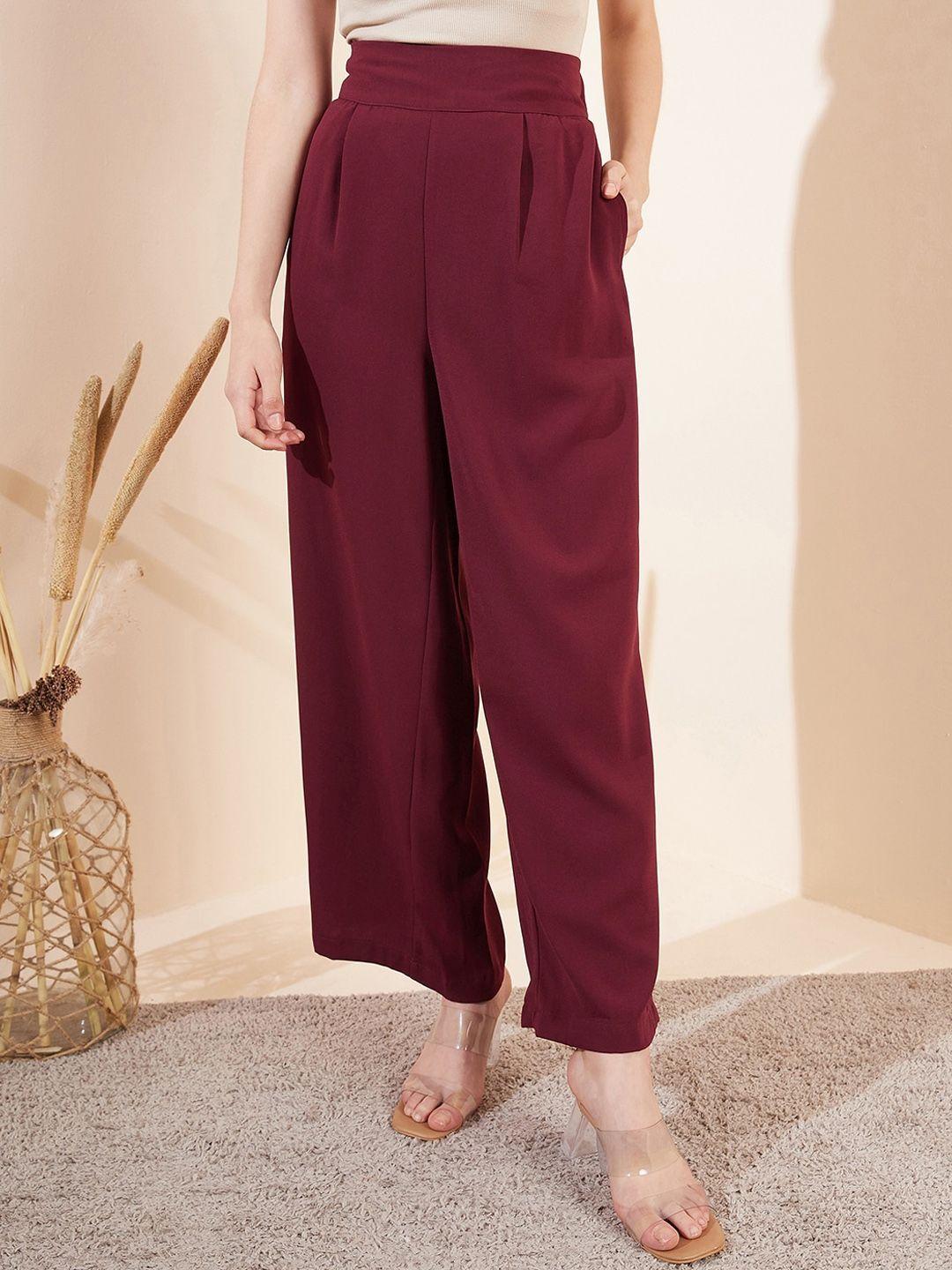 magre women relaxed flared pleated parallel trousers