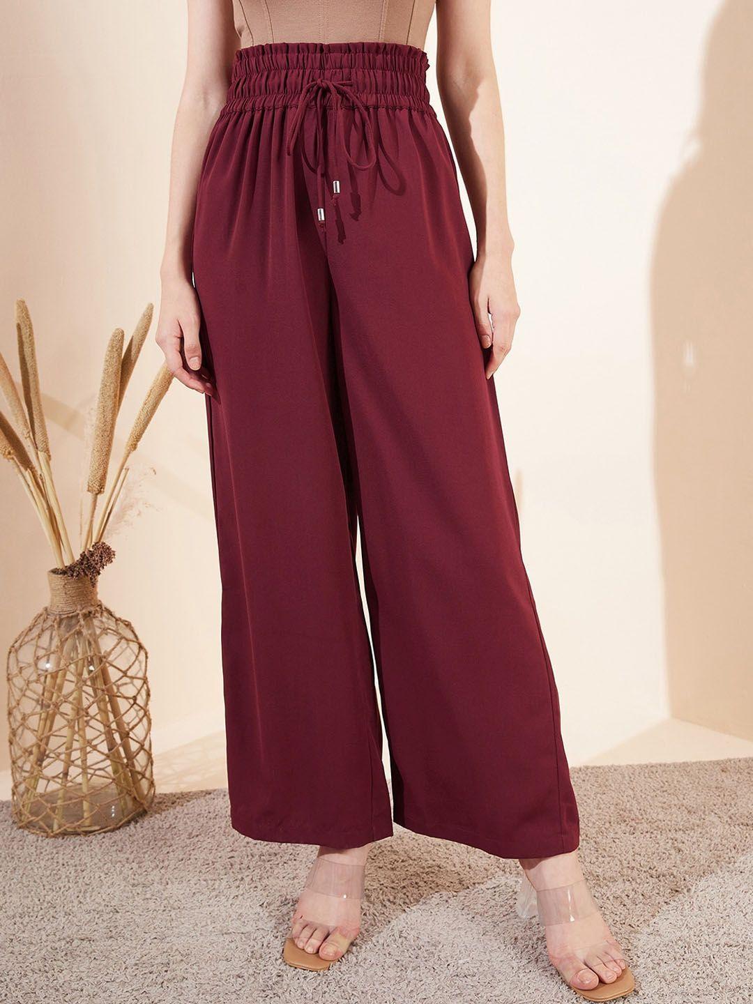 magre women relaxed mid-rise flared pleated trousers