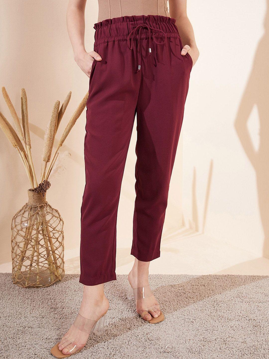 magre women relaxed tapered fit mid-rise pleated cropped peg trousers
