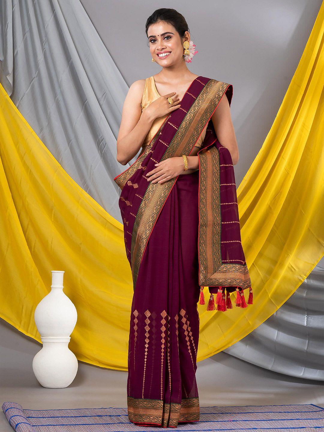mahalasa embellished pure georgette zari saree