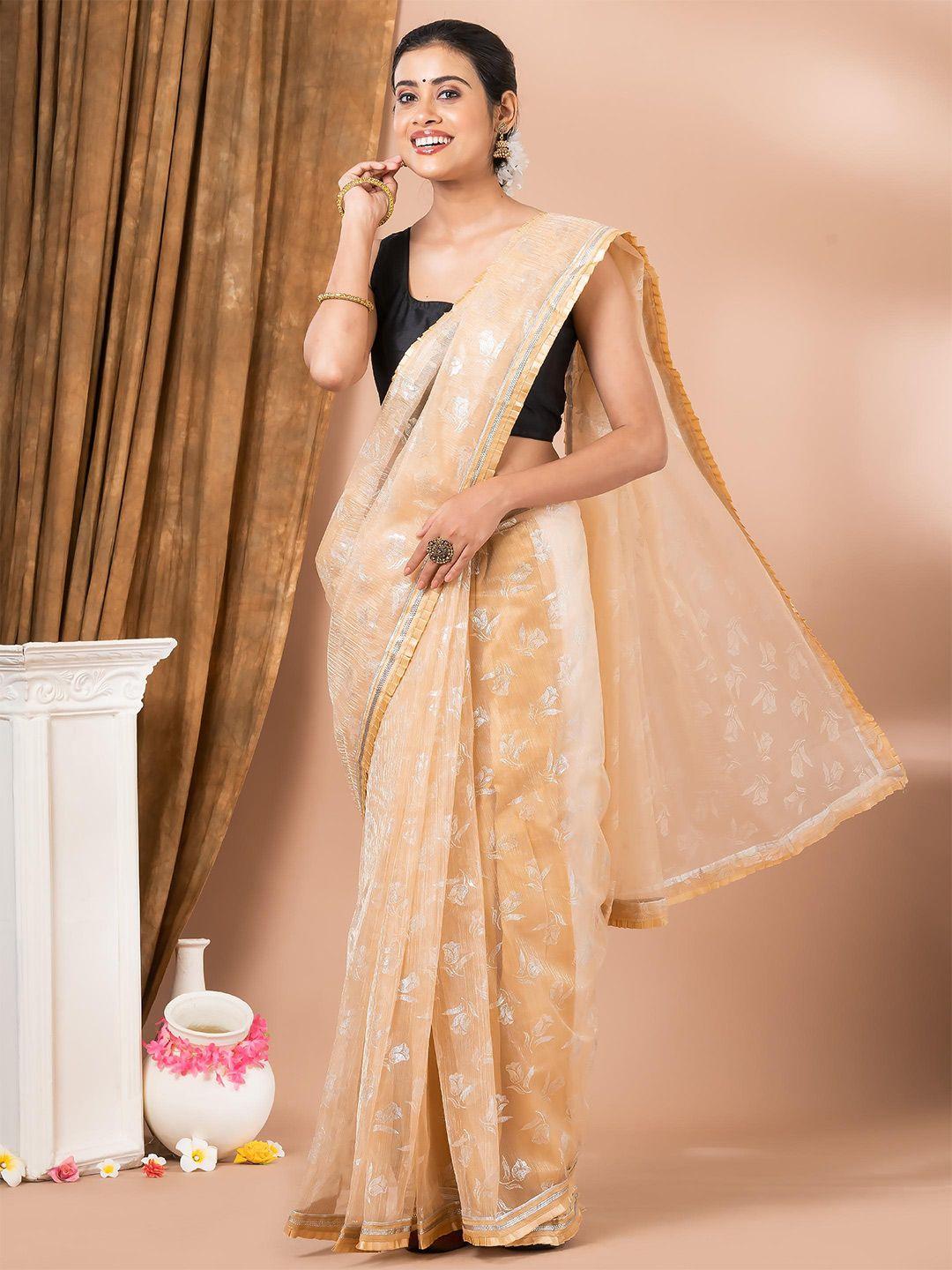 mahalasa floral embellished pure chiffon saree