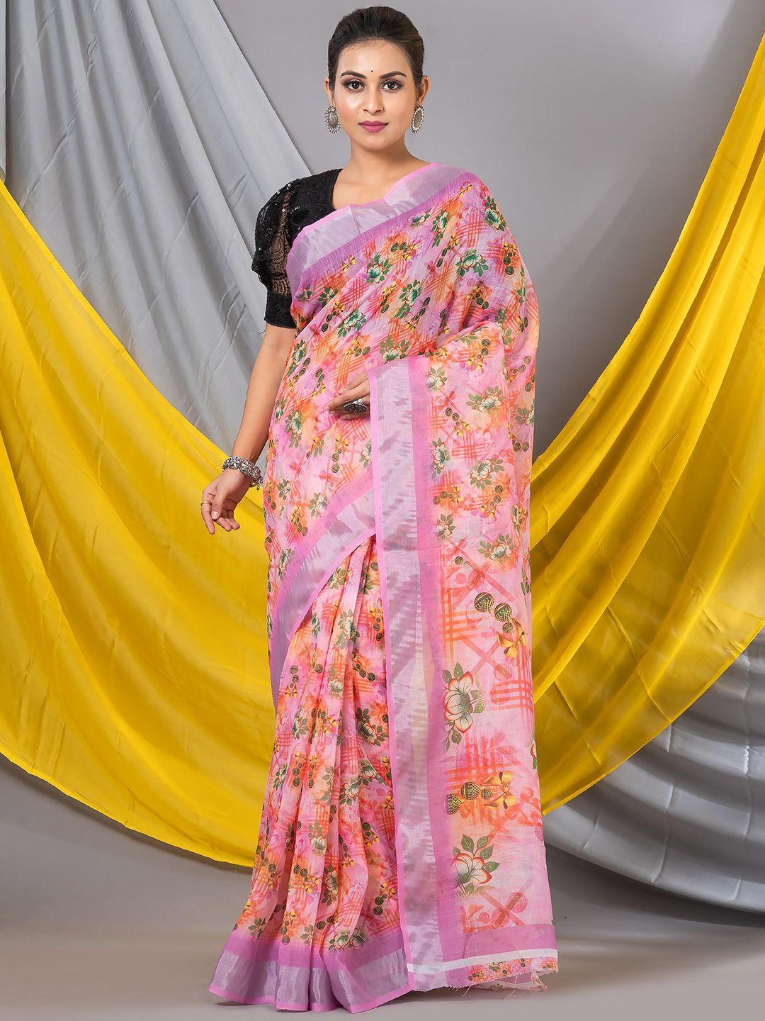 mahalasa floral linen designer saree