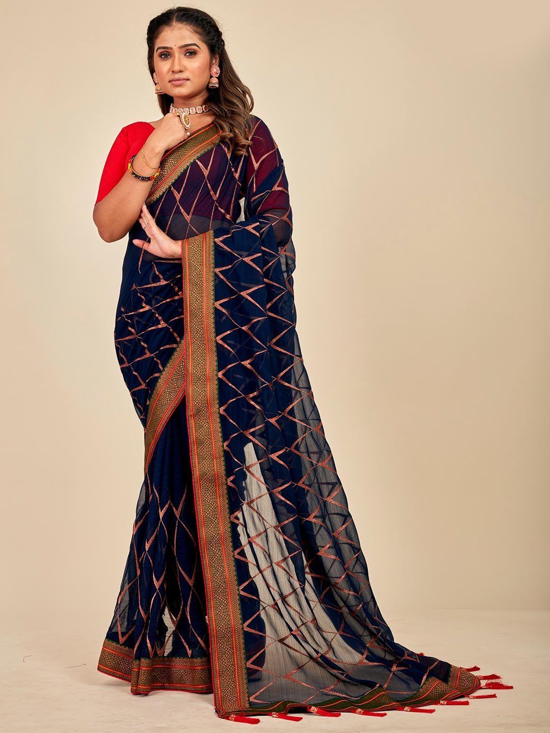 mahalasa embellished embroidered pure georgette saree