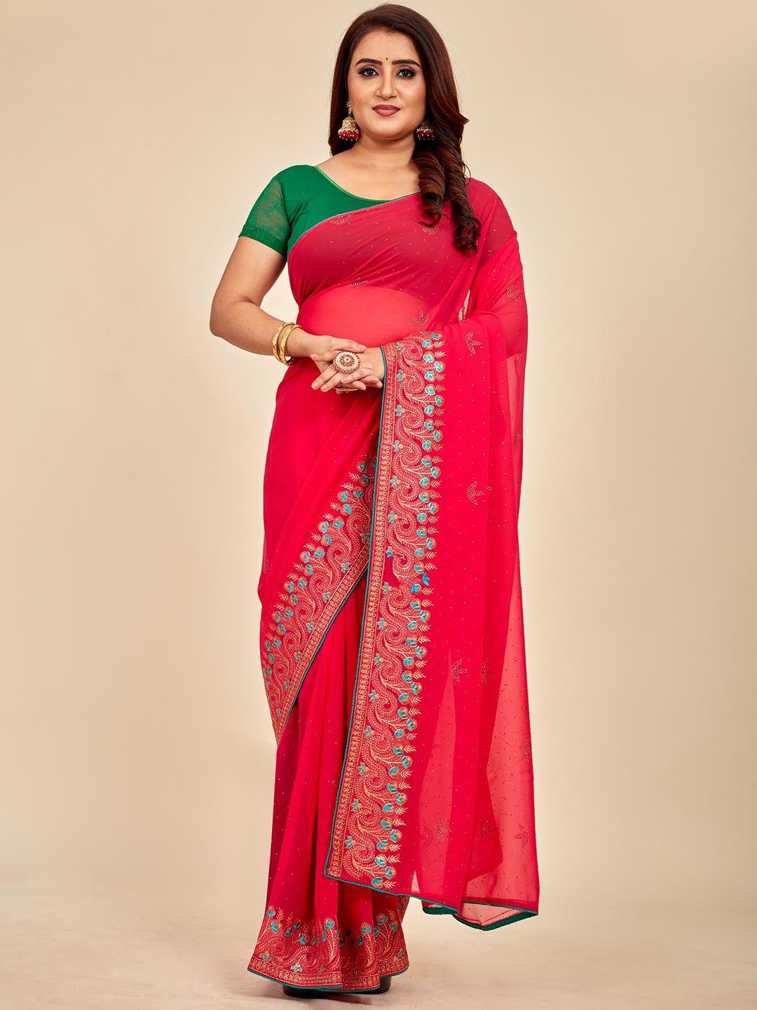 mahalasa embellished stones-studded pure georgette saree