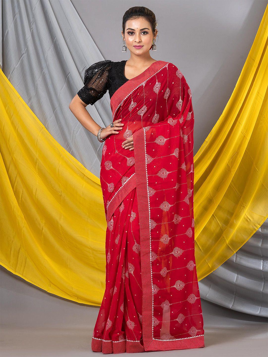 mahalasa embroidered pure georgette saree