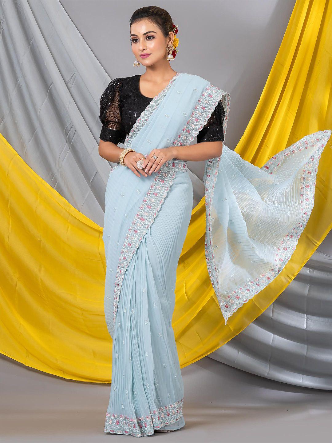 mahalasa floral embroidered saree