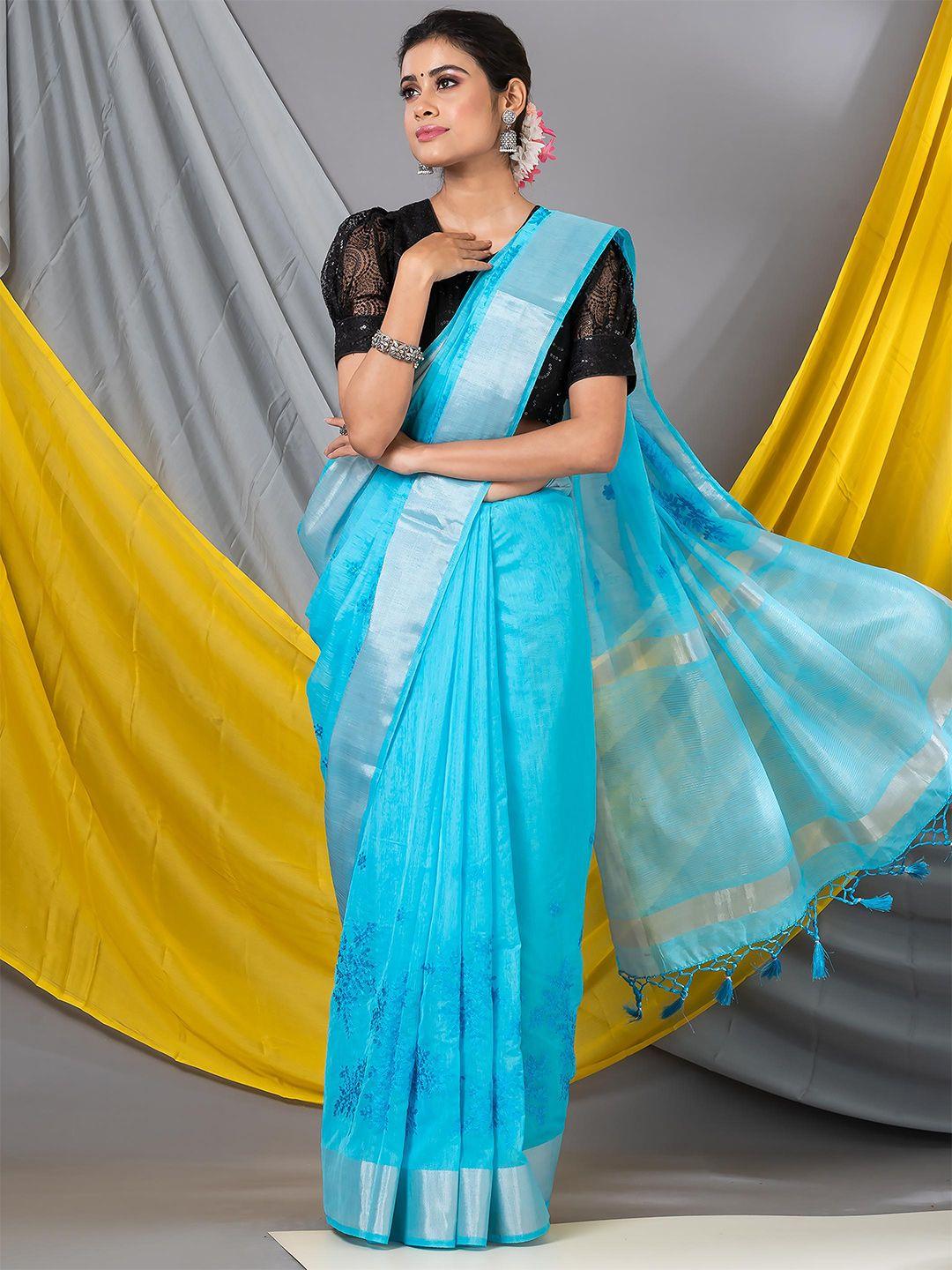 mahalasa floral embroidered zari saree