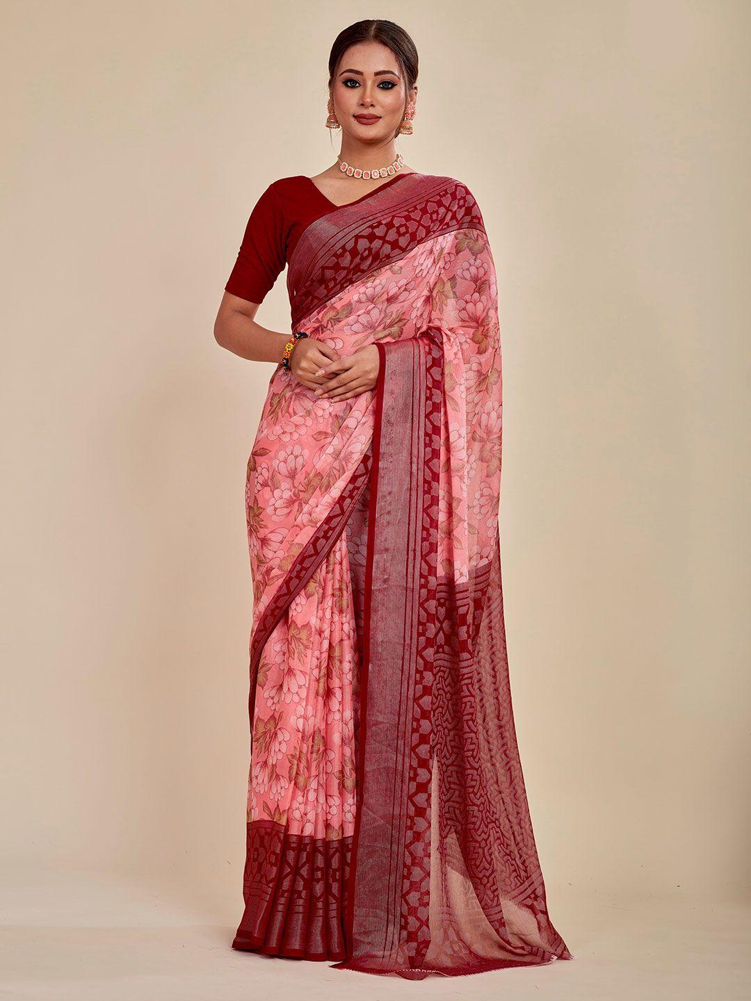 mahalasa floral printed poly crepe saree