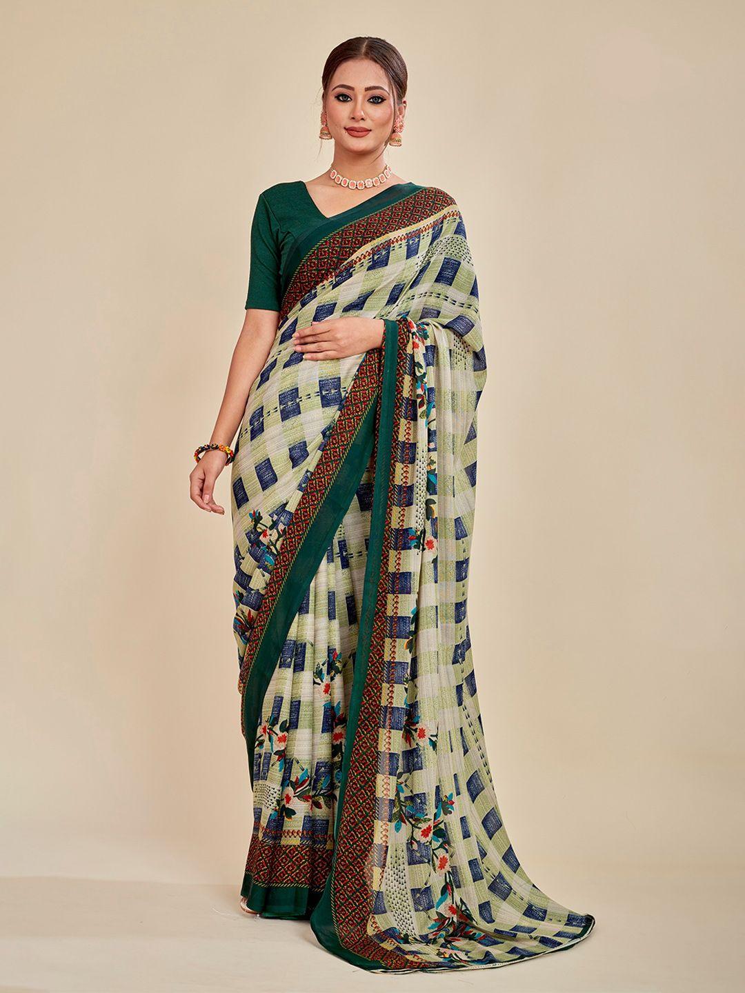 mahalasa geometric printed pure chiffon saree