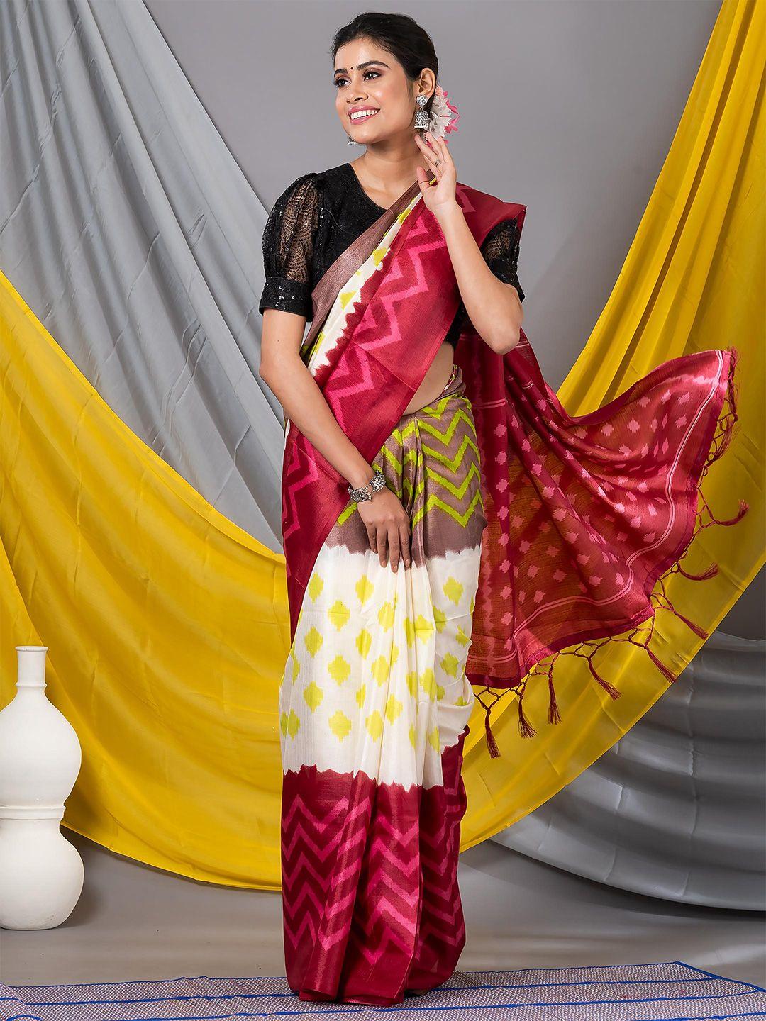 mahalasa geometric woven design saree