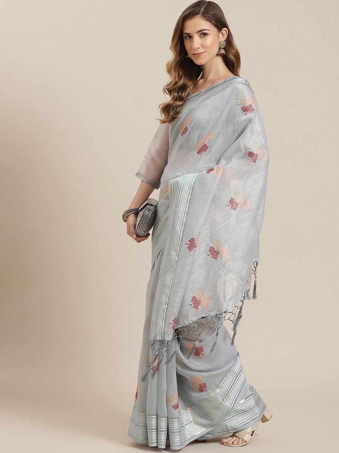 mahalasa grey pure cotton saree