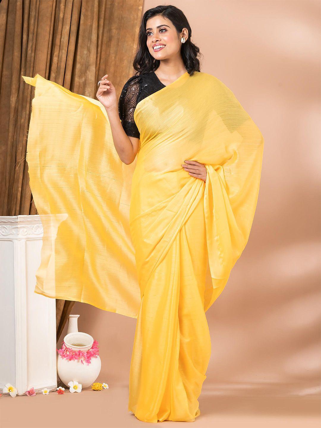 mahalasa poly chiffon saree with unstitched blouse