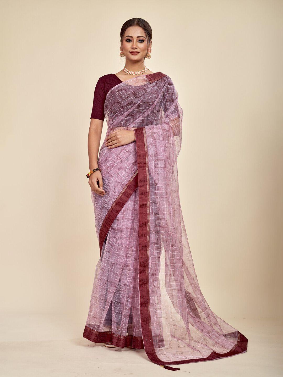 mahalasa purple embellished embroidered pure chiffon saree