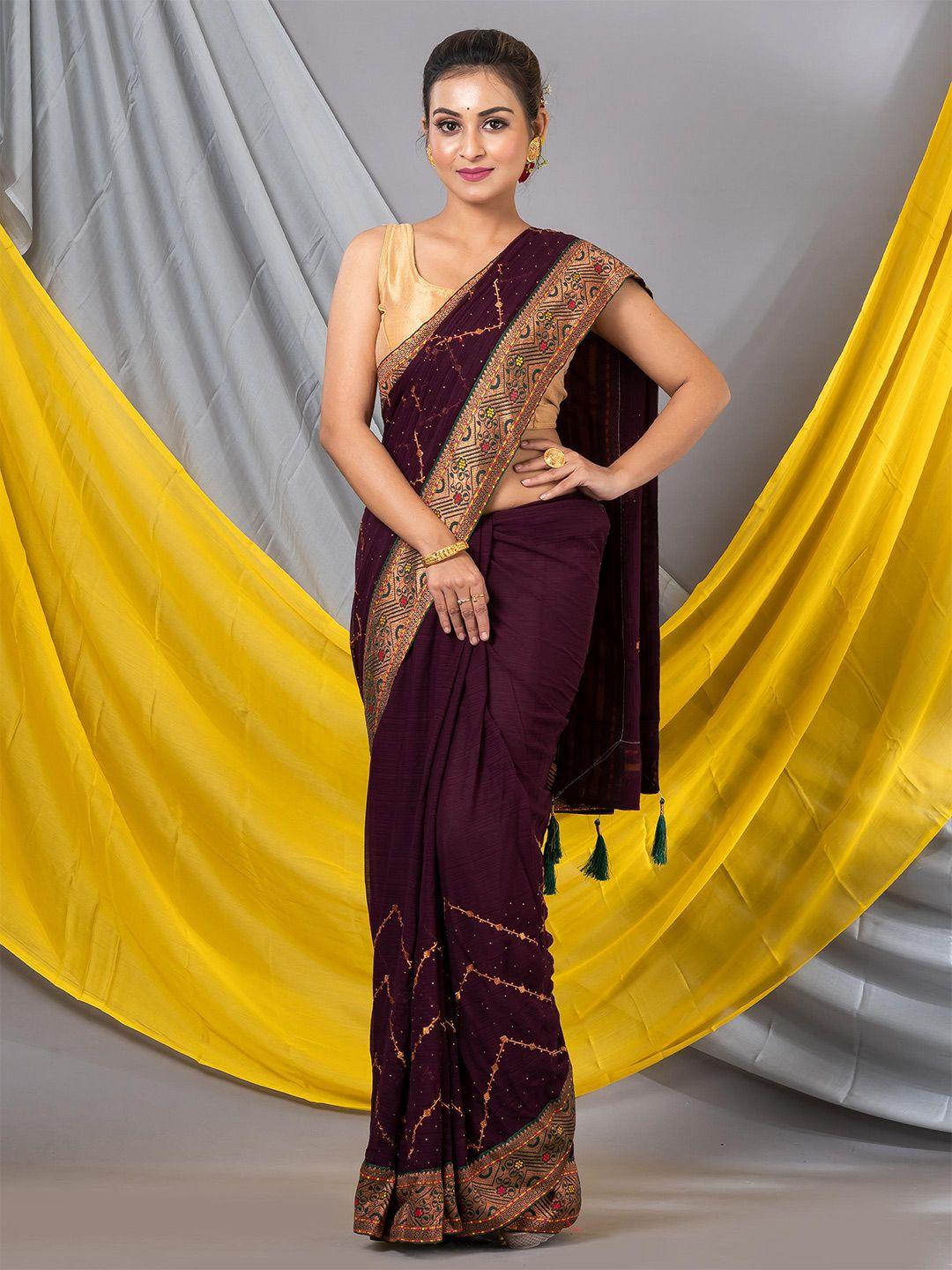 mahalasa woven design geometric pure georgette zari saree