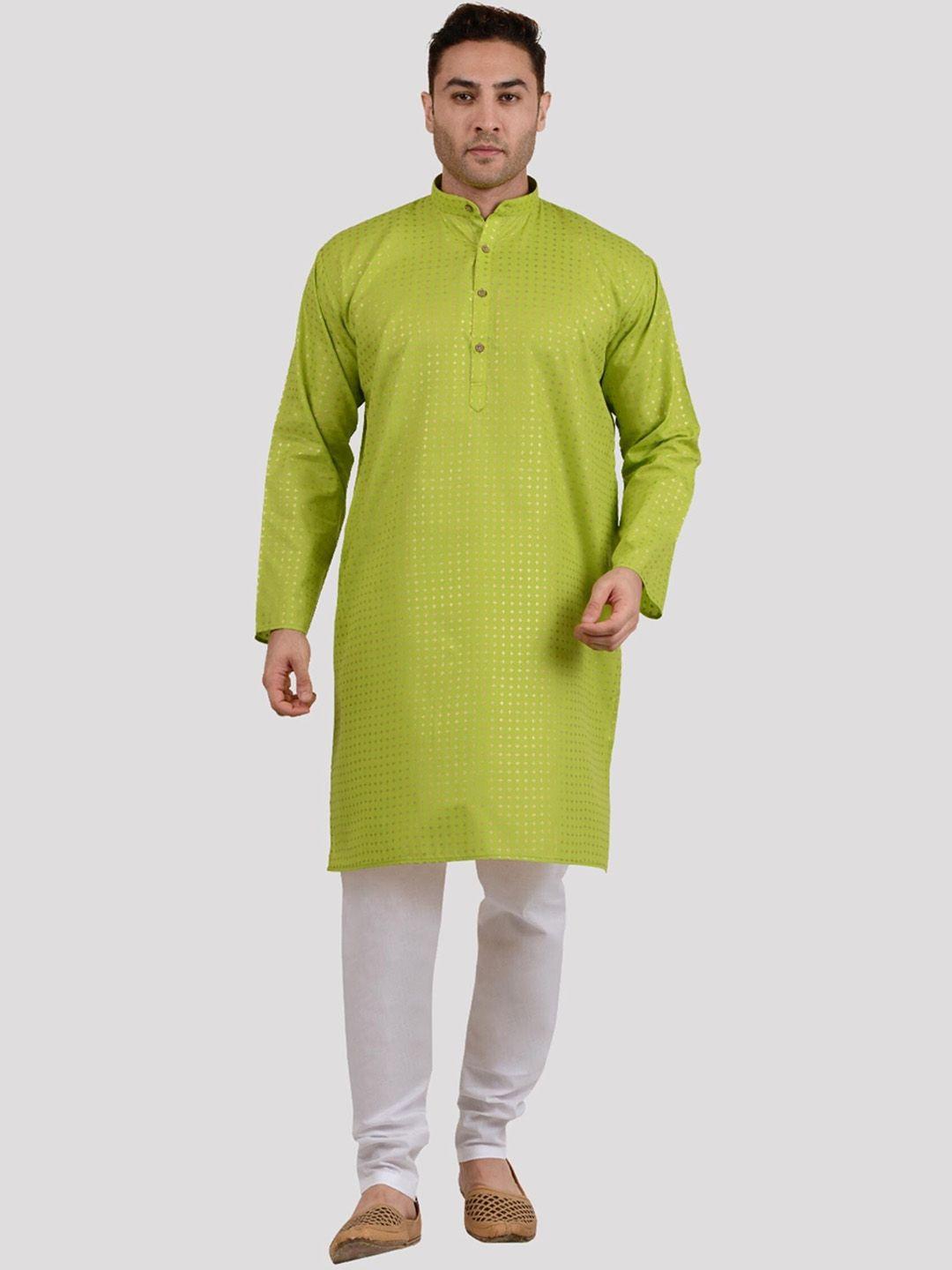 maharaja ethnic motifs foil printed band collar straight kurta with pyjamas