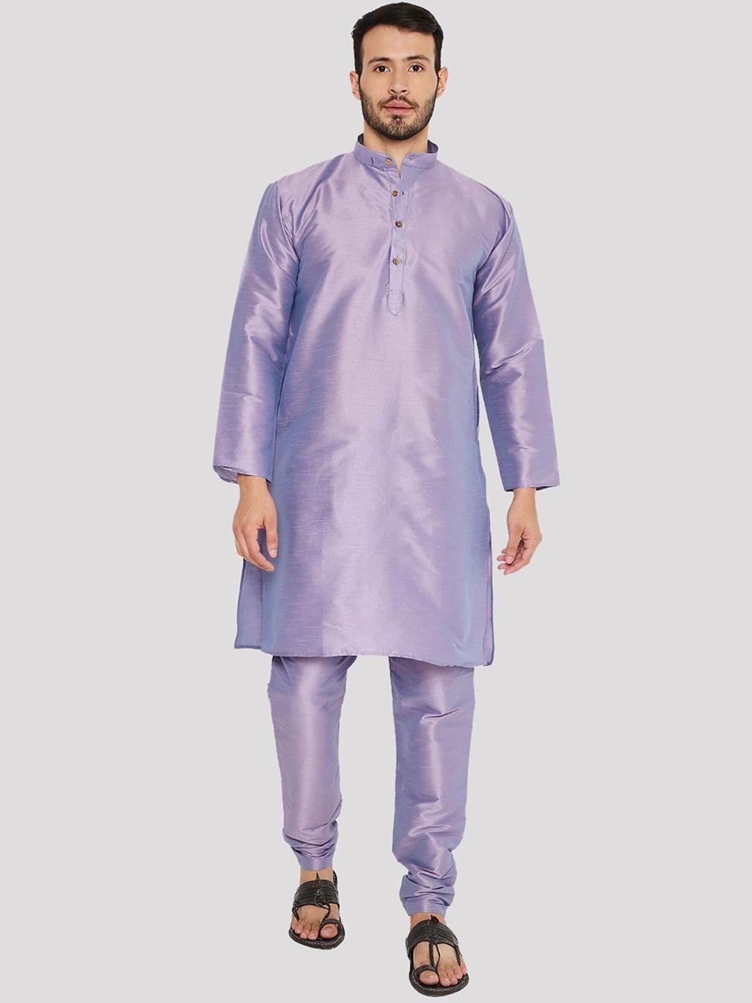 maharaja regular mandarin collar dupion silk kurta with pyjamas