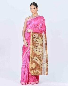 maheshwari cotton silk eco printed saree