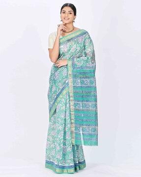 maheshwari cotton silk handblock printed saree