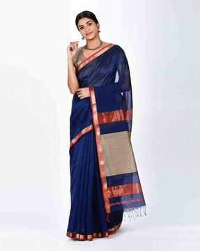 maheshwari cotton silk saree with tassels