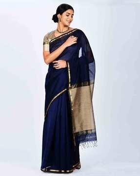 maheshwari cotton silk saree with tassels