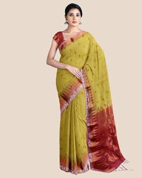 maheshwari silk cotton saree with tassels