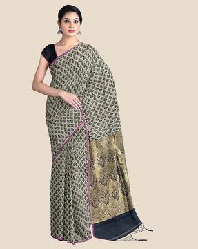 maheshwari silk cotton saree with tassels