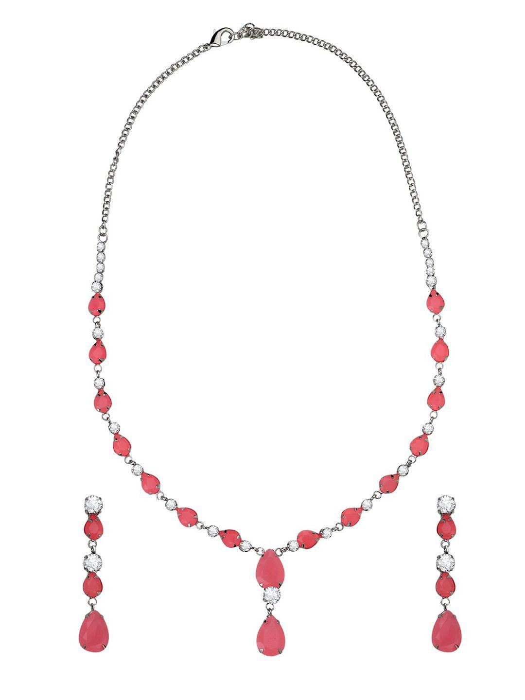 mahi rhodium-plated necklace with earrings