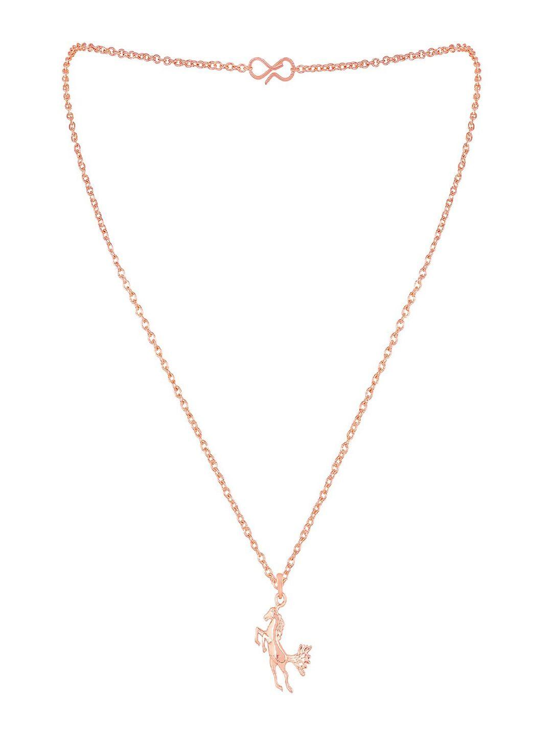 mahi rose gold-plated horse shaped charm pendant with chain