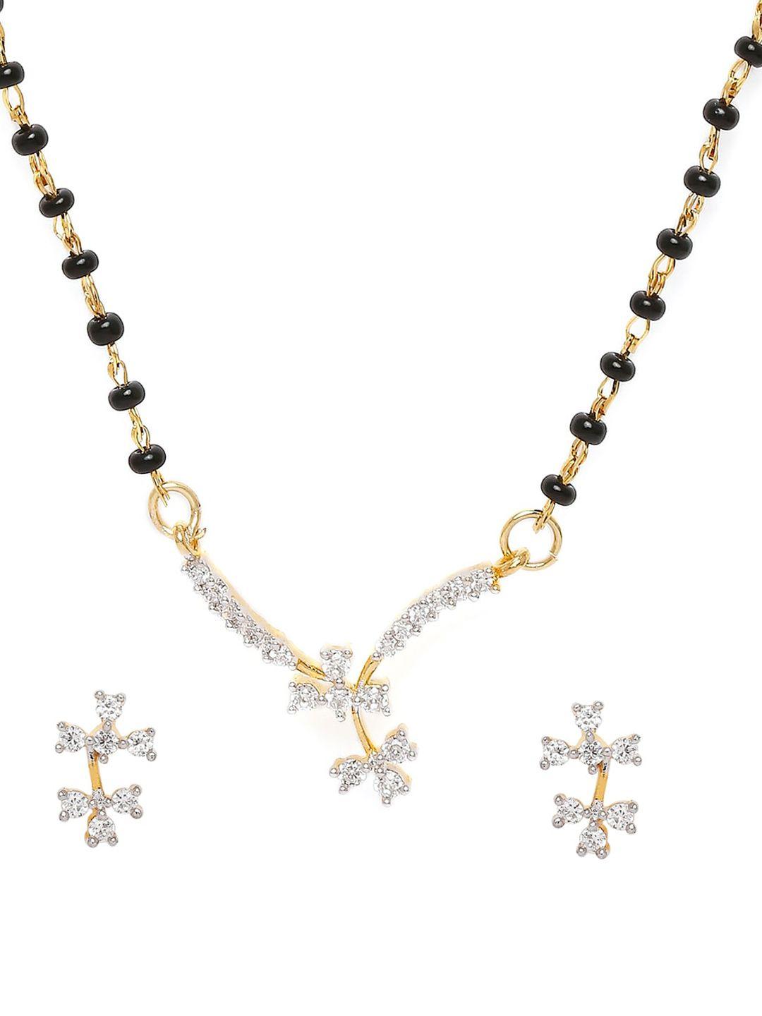 mahi black & gold-toned alloy gold plated mangalsutra set