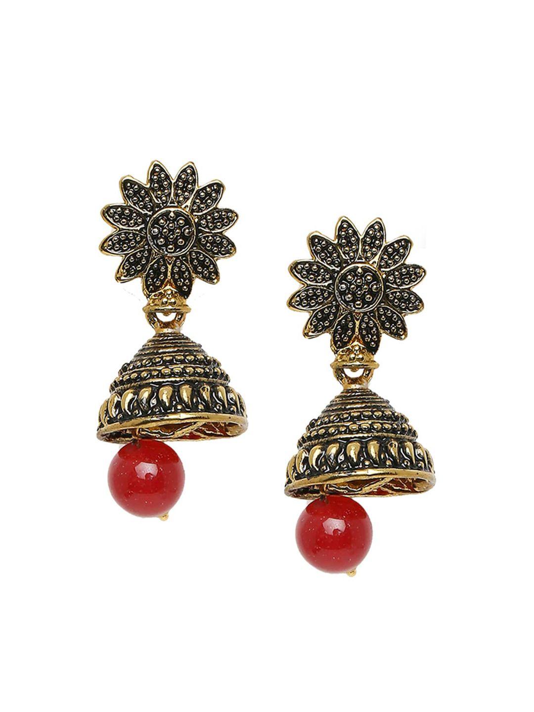 mahi red contemporary jhumkas earrings