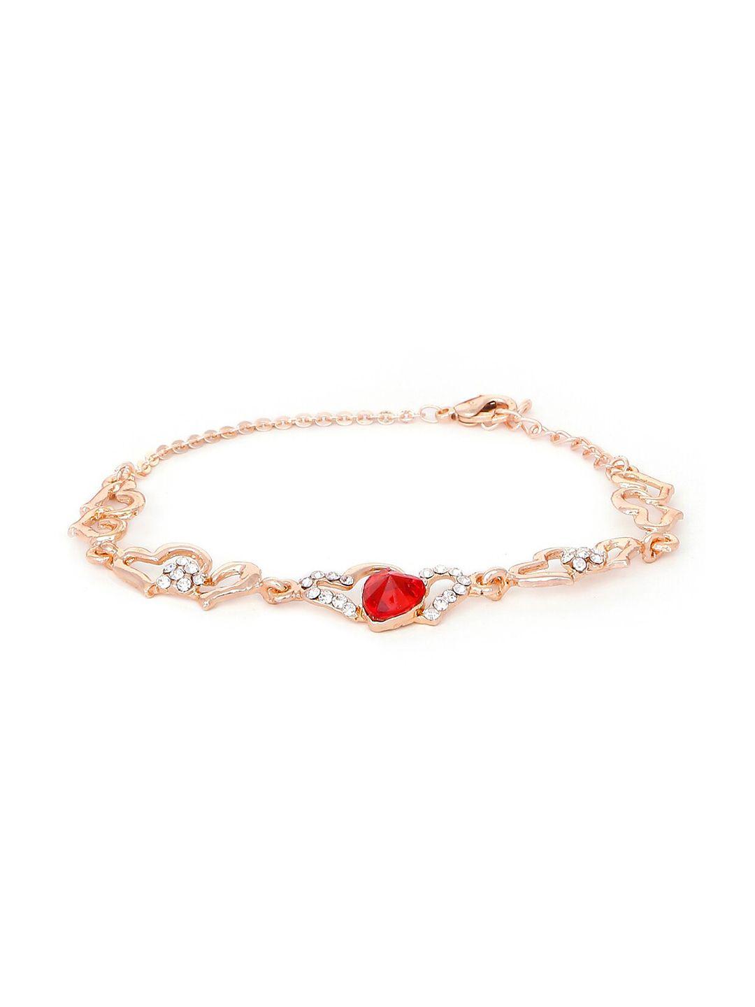 mahi rose gold-plated red crystals link bracelet