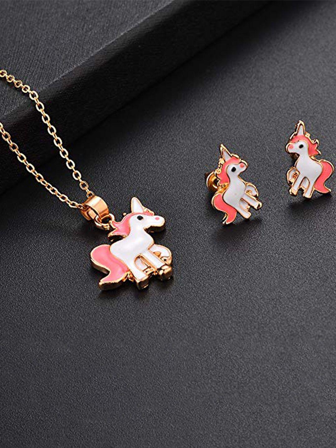 mahi rose-gold-plated unicorn jewellery set