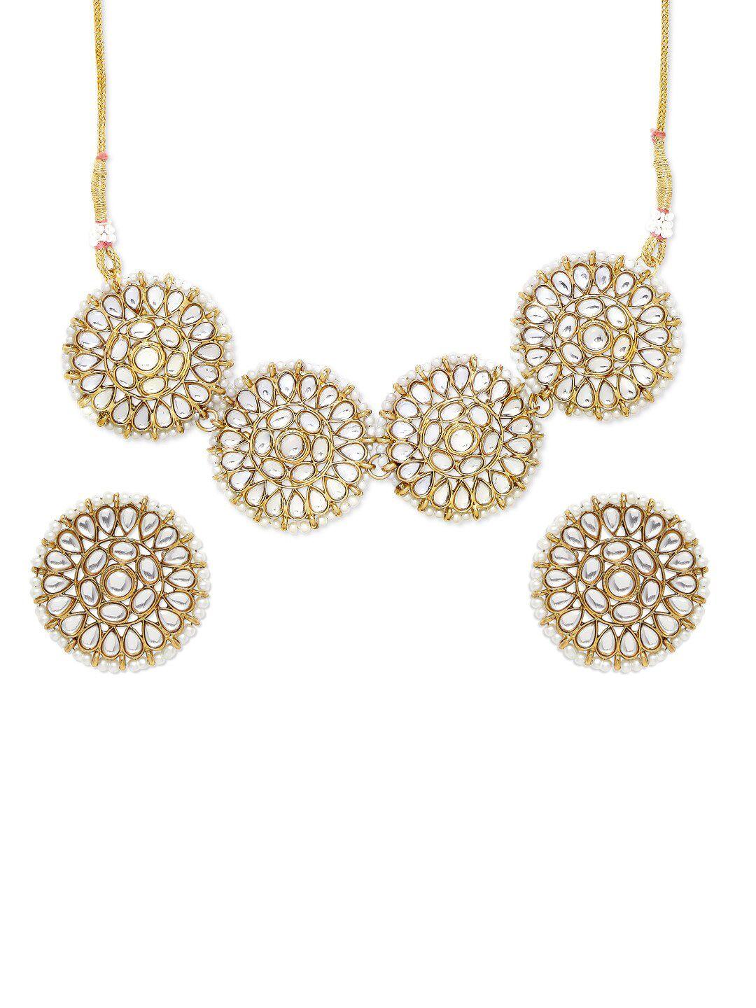 mahi white gold-plated kundan jewellery set