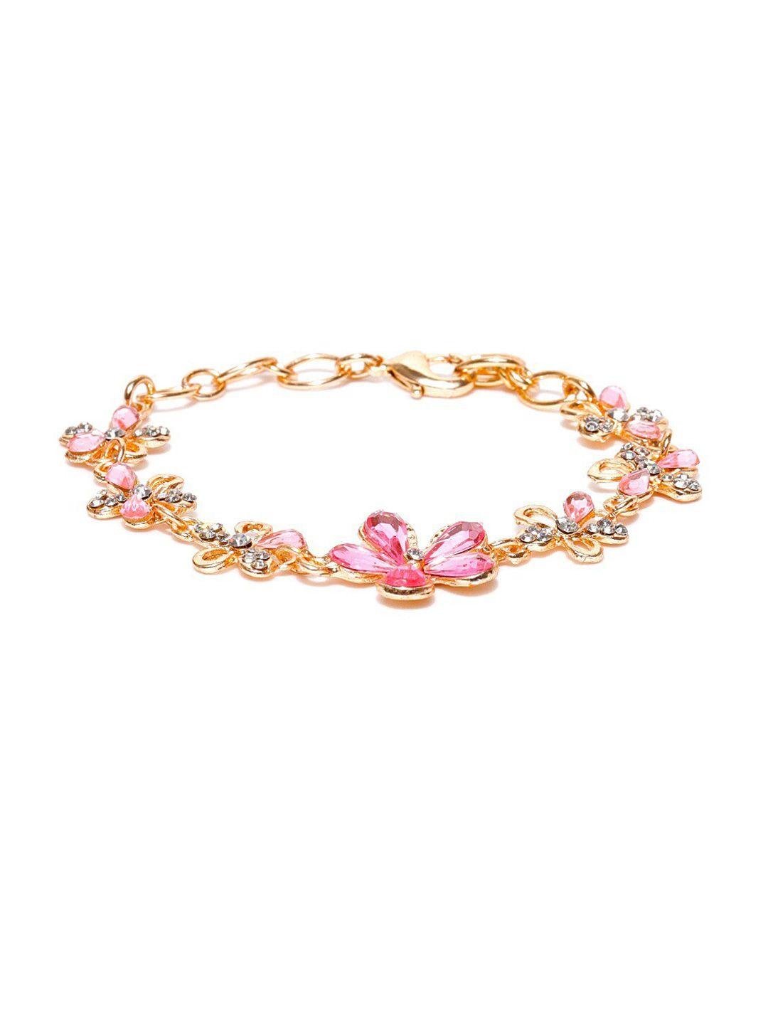 mahi women pink crystals rose gold-plated wraparound bracelet