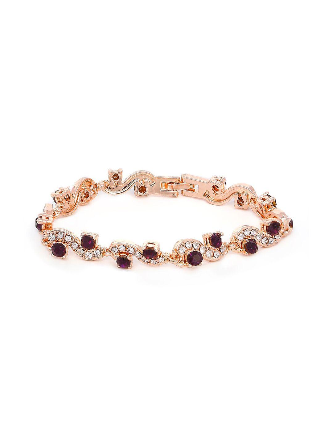 mahi women rose gold-plated & purple crystals bracelet