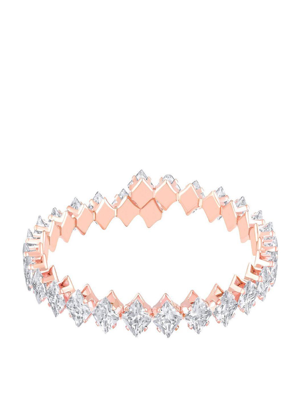 mahi women rose gold-plated cubic zirconia kada bracelet