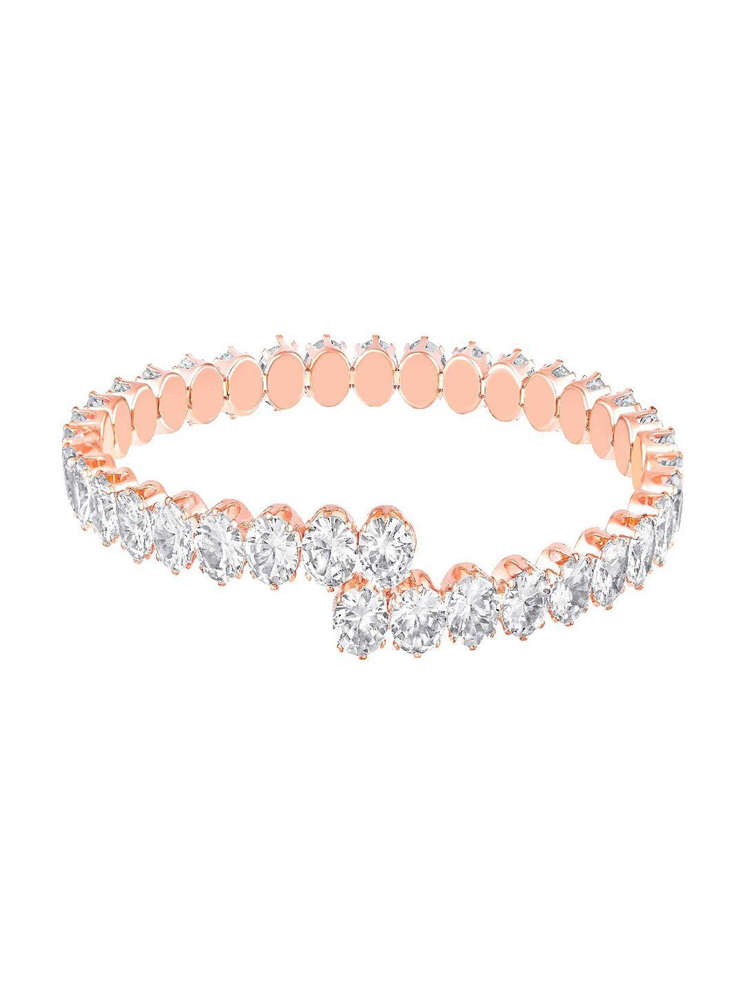 mahi women rose gold-plated cubic zirconia kada bracelet