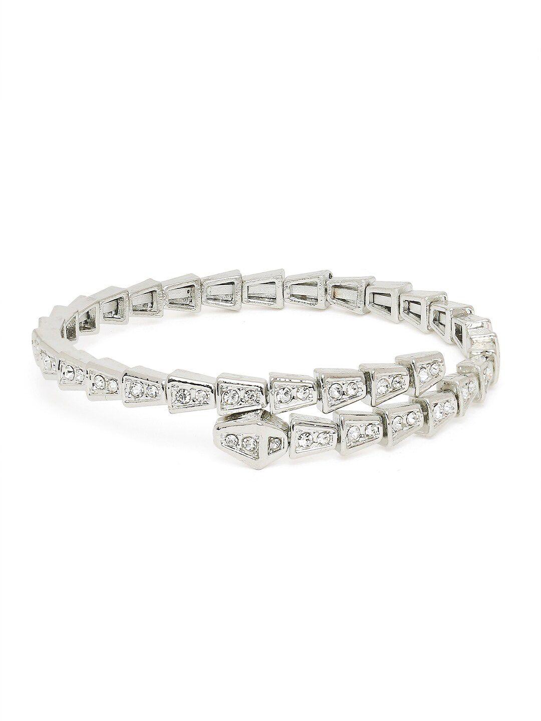 mahi women silver & white kada bracelet